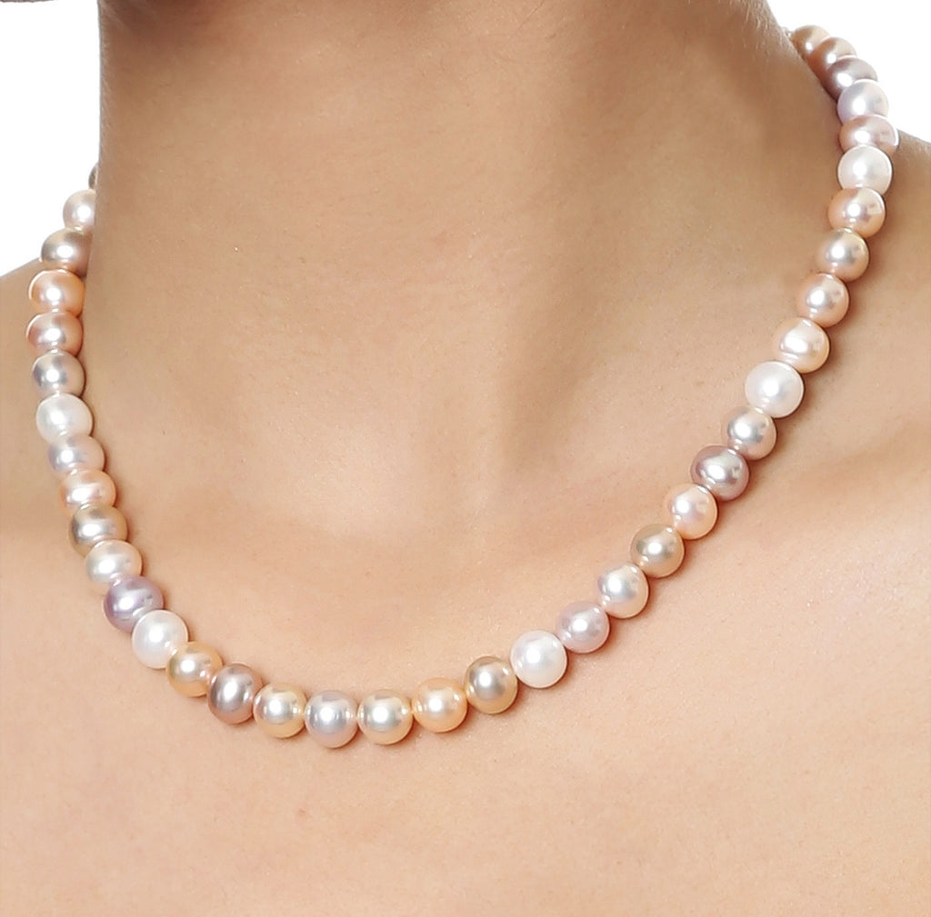 Single Strand Multi Color Fresh Water Pearls Necklace