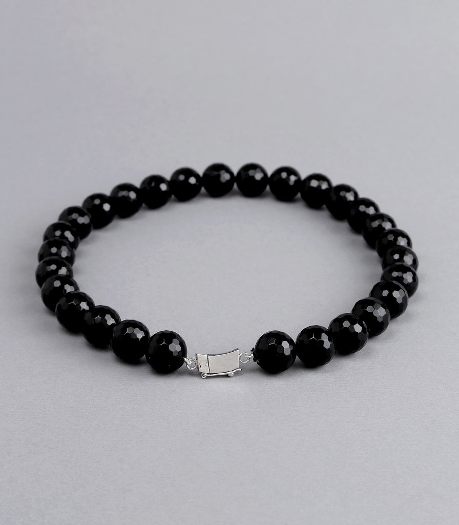 Faceted Black Onyx Single String Necklace