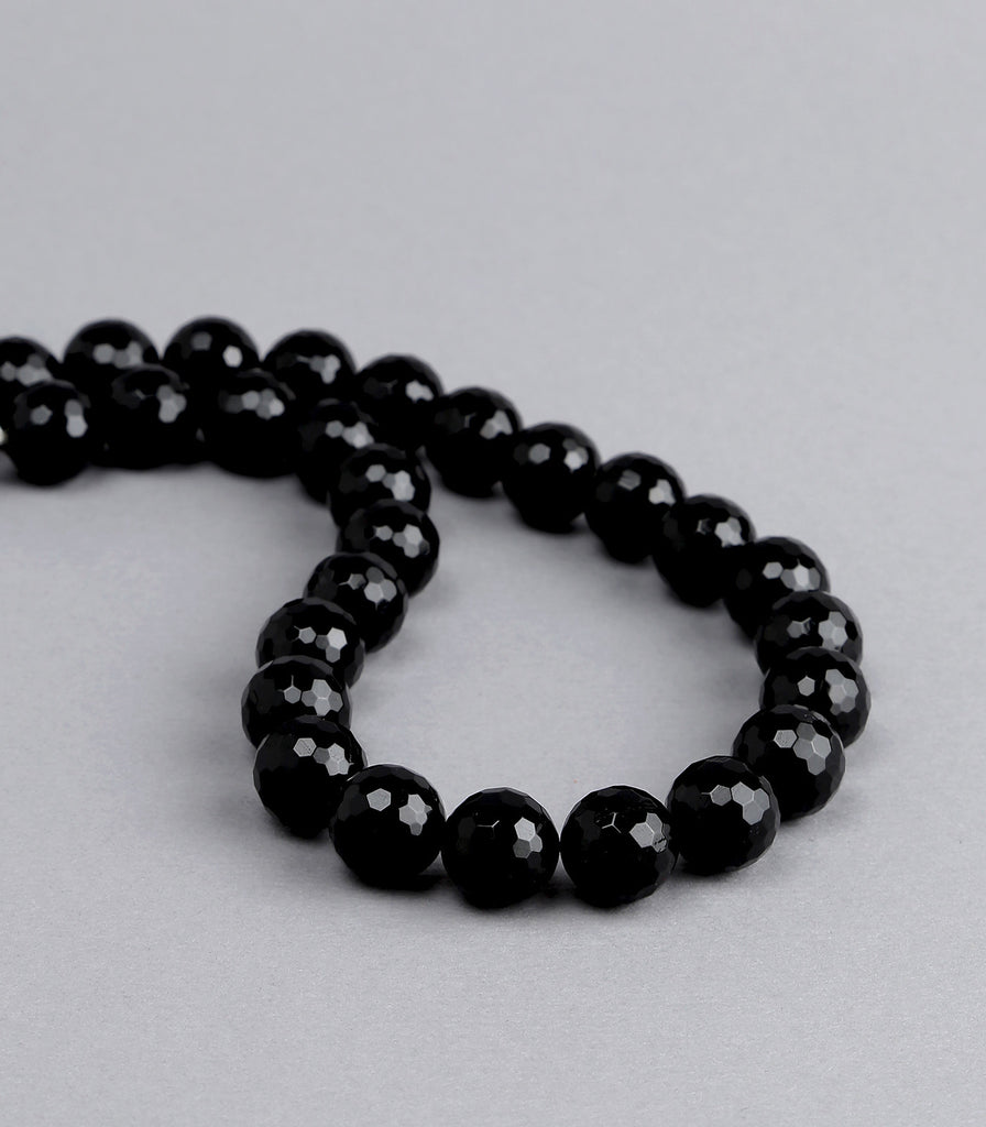 Faceted Black Onyx Single String Necklace