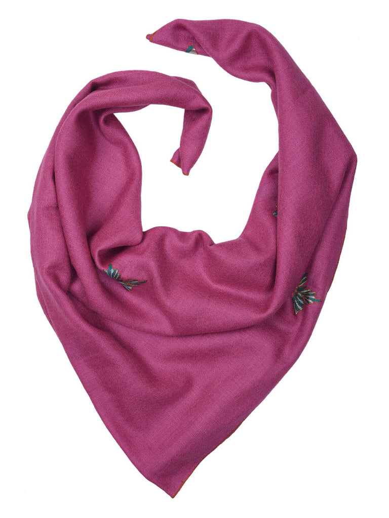 Pink Pure Pashmina Stole with Butterfly Booti