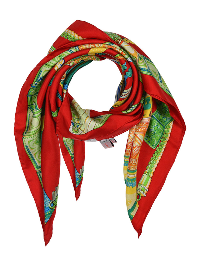 Red silk scarf with contemporary design