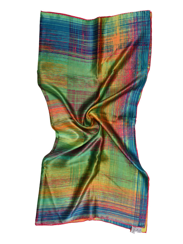 Multicolor shaded/ striped silk scarf