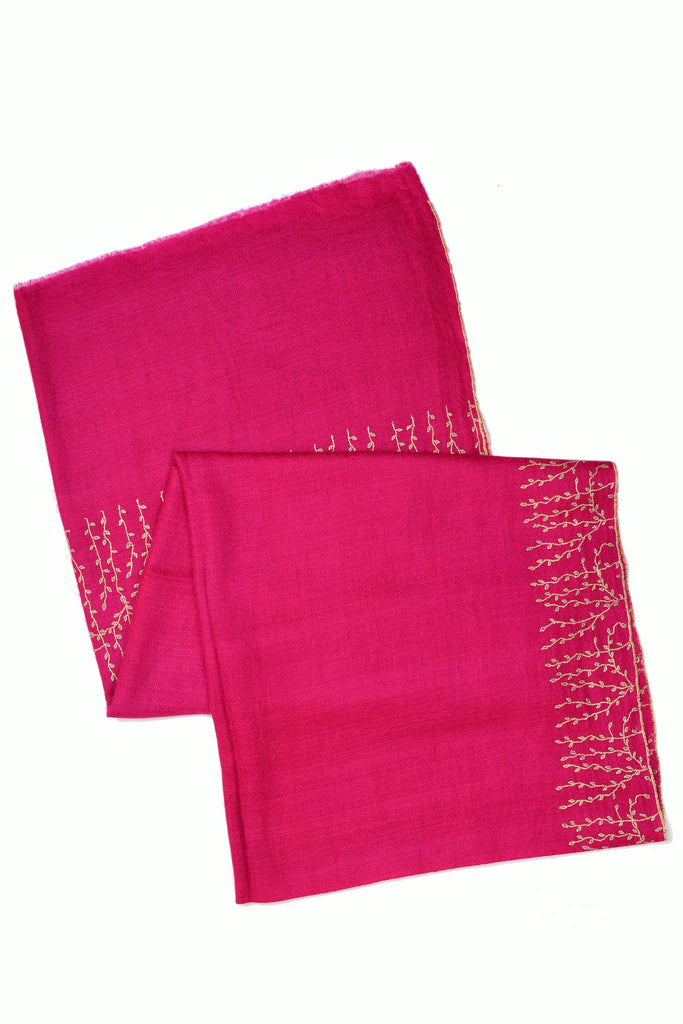 Pure pashmina stole with tulip hand embroidery