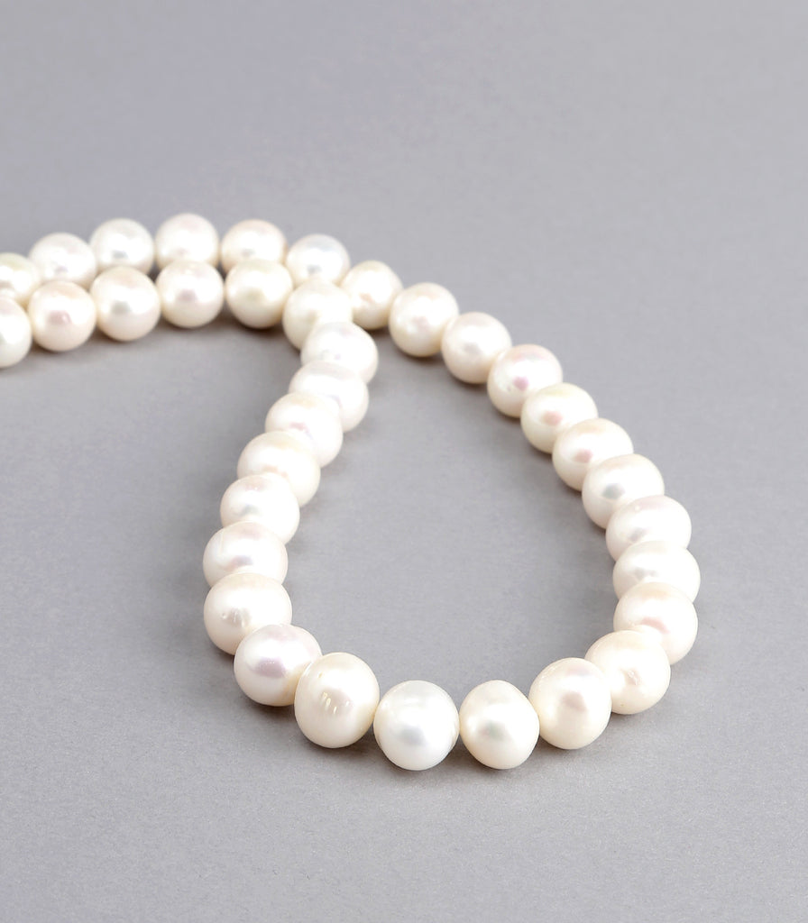 Single Strand White Fresh Water Big Pearls Necklace