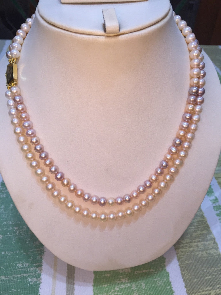 Double Strand Multi colour Fresh Water Pearls Necklace
