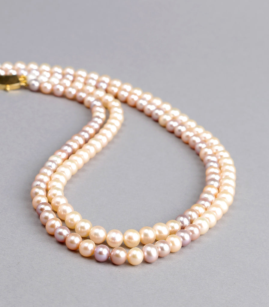 Double Strand Multi colour Fresh Water Pearls Necklace
