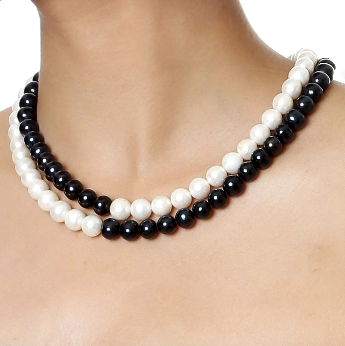 2 Line Real Big Freshwater Pearl Necklaces