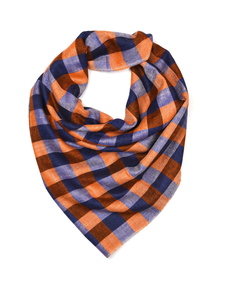 Pure pashmina stole with checks in pale hues