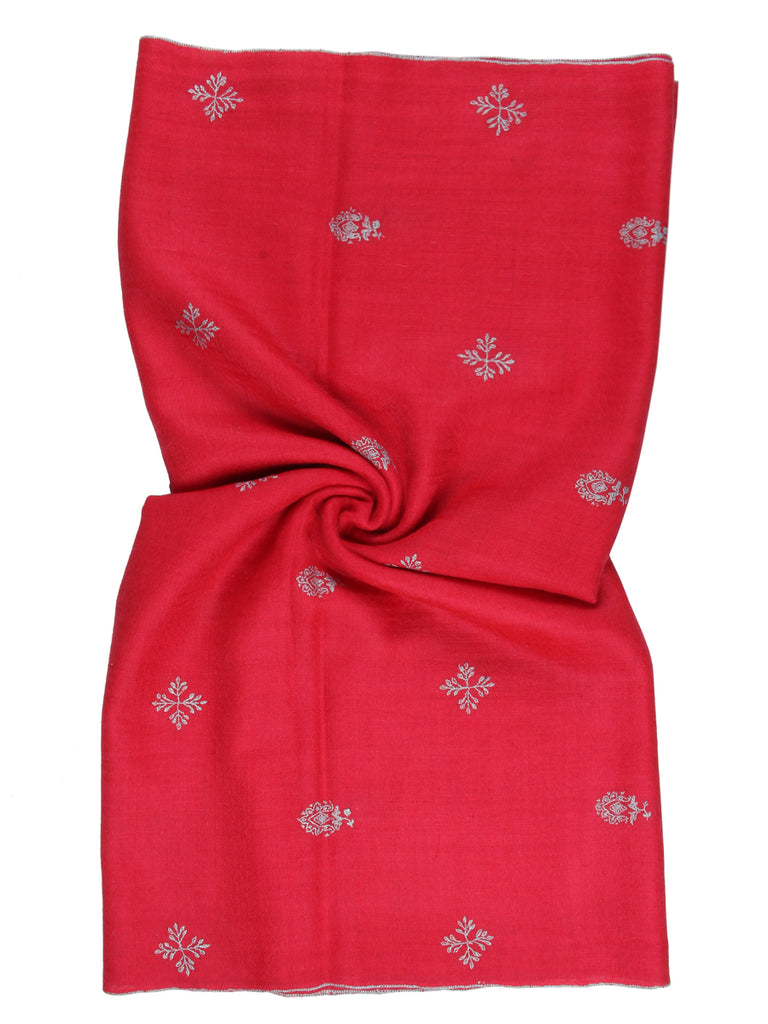 Brink Pink pashmina stole with floral hand embroidery