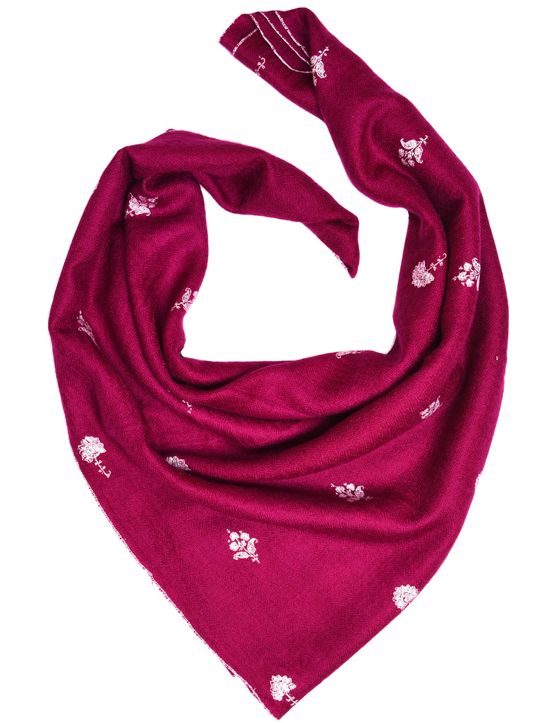 Plum pashmina stole with floral bootis all over