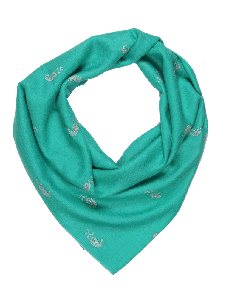 Sea Green pashmina with all over booti hand embroidery