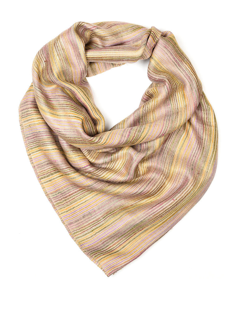 Pastel colors narrow stripes pure pashmina stole with brown palla