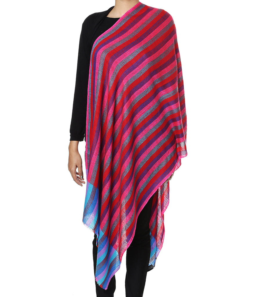 Bright multicolor stripes pashmina stole