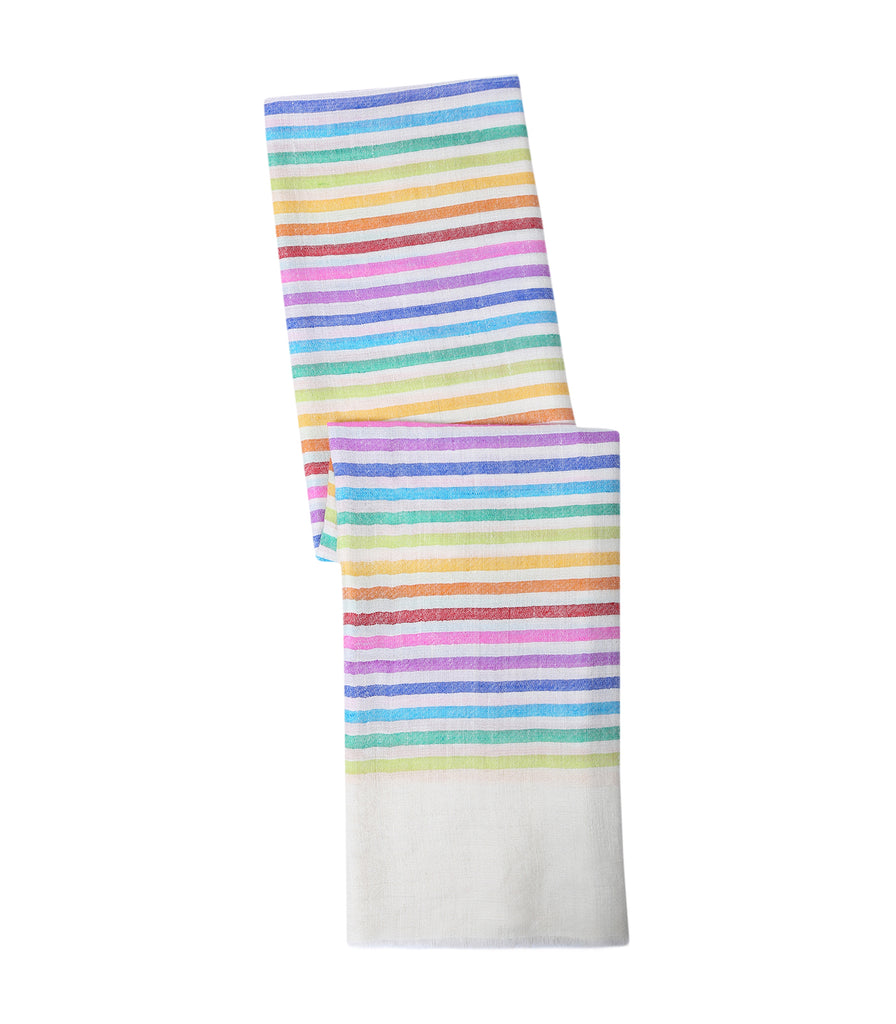 Off-White pashmina with rainbow stripes