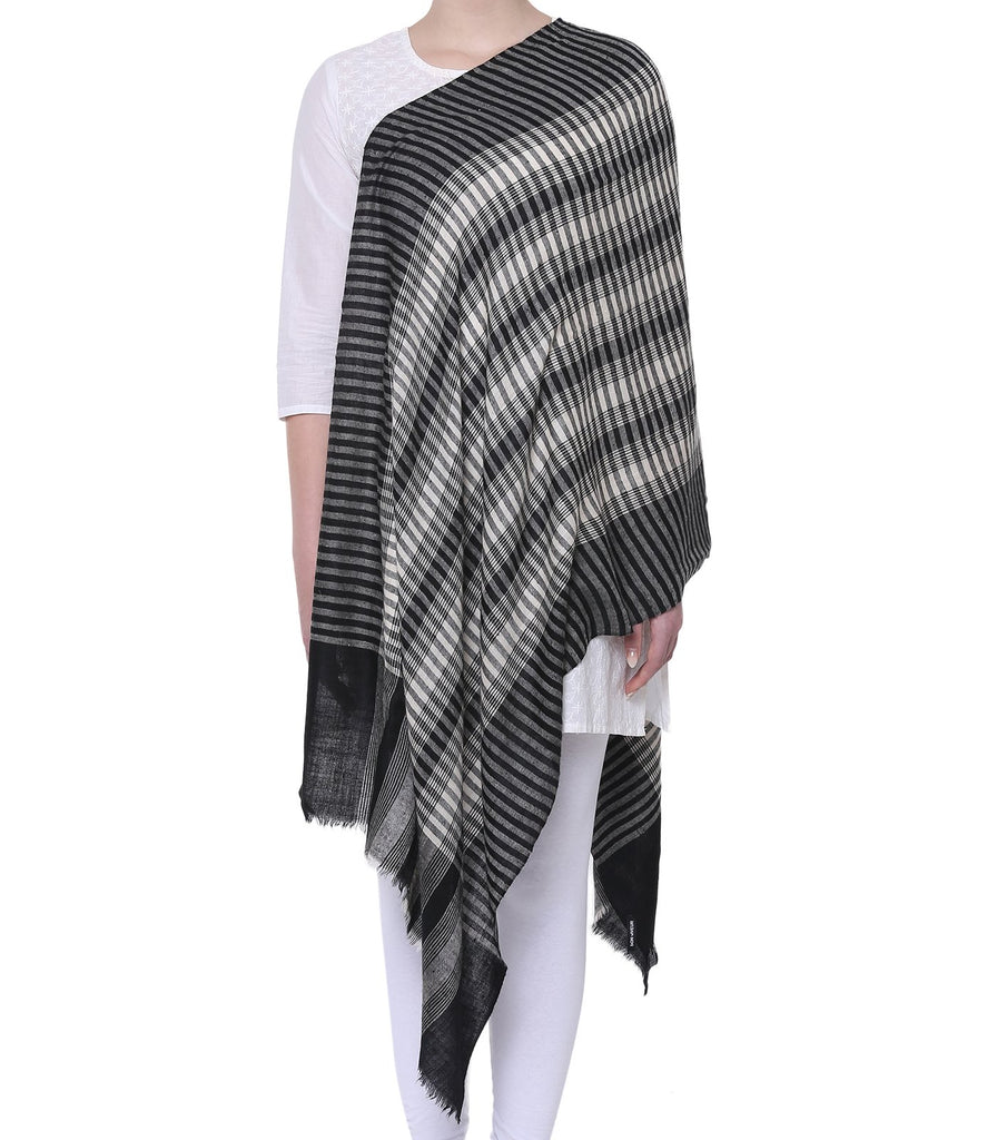 Black & White stripes pashmina stole