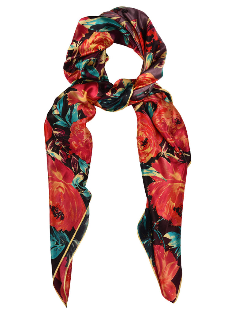 Bold floral print silk scarf