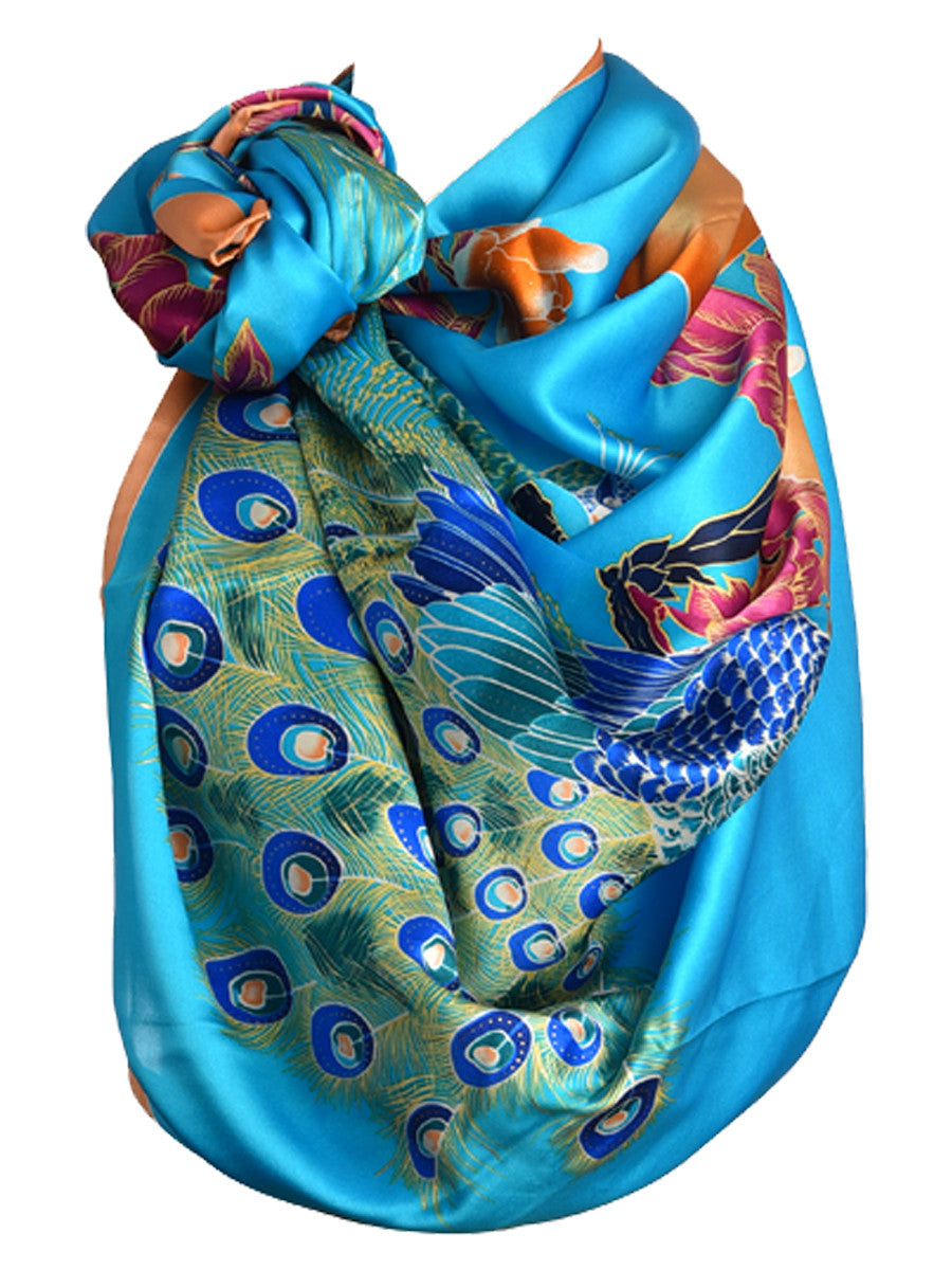 Peacock online silk scarf