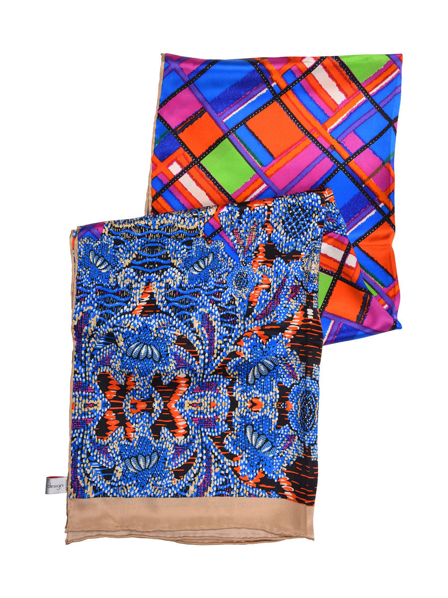 Scarf in Blue and Orange African Print