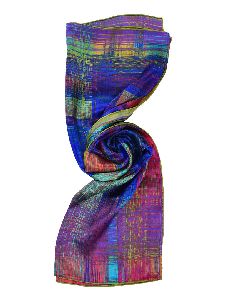 Multicolor shaded/ striped silk scarf